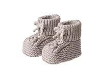 Baby-Strickschuhe mit Schleife, Beige, Babyschuhe Unisex Bio-Baumwolle warme Schuhe