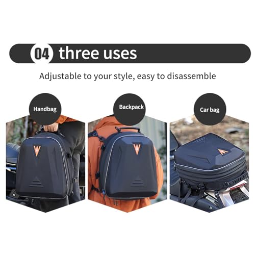 Bolsa trasera para motocicleta impermeable extensible 20-28L para viajes 4
