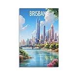 Brisbane Australien Vintage-Reiseposter, Landschaft, 20 x 
