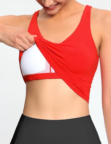 Image of THE GYM PEOPLE Women's Longline Sports Bra Wirefree Padded Workout Yoga Tank Top