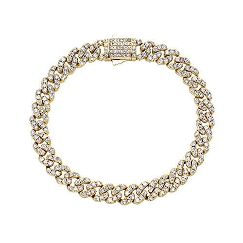 TOPGRILLZ Gold Anklets for Women Cuban Link Anklets Iced out Faux Diamond Chunky Ankle Bracelets 8mm 14K Gold Silver Plated Minimalist Fashion Foot Je