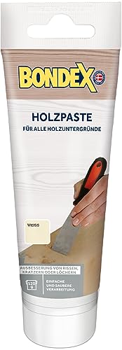 Bondex 419392 Pâte de mastic pour bois pour réparation des fissures et des trous, blanc, 0,12 kg