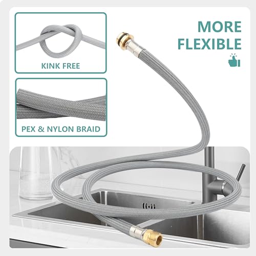 48293000 Ausziehbarer Küchenarmatur Brauseschlauch 1500 mm – Ersatzschlauch mit Gewicht und 3 Adaptern – Teil Nr. 48293000