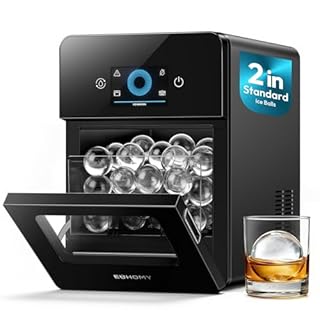EUHOMY 2" Ice Ball Maker Countertop, 4Pcs Ready in 40Mins, 144Pcs/day, Self-Cleaning Sphere Ice Maker Machine with Crystal Clear Ice, Round Ice Cube Maker for Whiskey & Bourbon