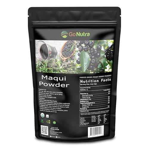 Go Nutra Organic Maqui Berry Powder | Maqui Superfood Freeze-Dried for Nutrition & Flavor | Chile Grown | Antioxidants & Polyphenols | Non-GMO & Gluten Free | 100% Natural | 2.2 lbs (1 kg)