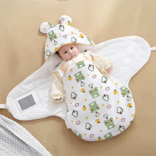 Image of StarAndDaisy Baby Swaddle Wrap for Newborn 0-9 Months, Baby Sleeping Bag Or Blanket, Muslin Swaddle for New Born Boys & Girls for All Season Frog Print