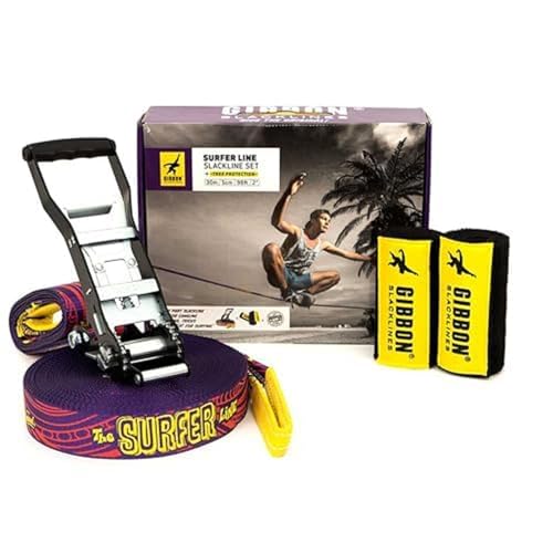 Gibbon Slacklines Surfer Line con Treewear Slackline Set, Sin género, Purple, L