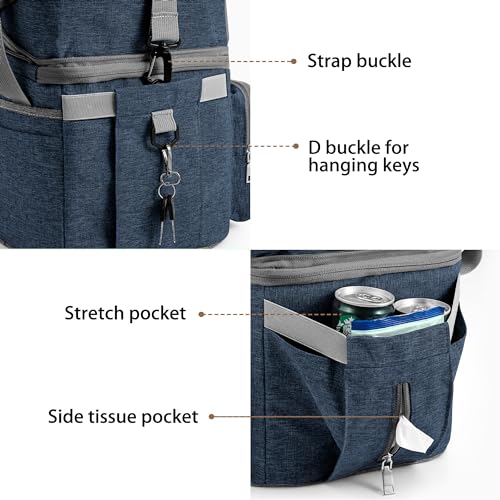 15L-18L Exlifbag Insulated Double Deck Expandable Lunch Bag (Deep Blue) - image 4
