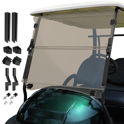 Club Car Precedent Windshield Golf Cart Windshield for Precedent/Tempo/Onward (2004-Up) Heavy Duty Hinges Foldable Anti-UV & Impact Resistant 5MM Thick PC Material 37.6W X 33.2H (tinted)