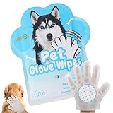 Vialoe 4-in-1 Pet Grooming Glove Wipes – Deshedding, Cleaning, Massage & Coat Care – Removes Loose Fur, Dirt & Odor – Honey, Shea Butter & Oat – 5X Moisture – Waterless Dog & Cat Bath