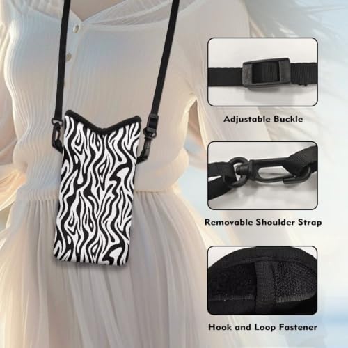 Image of Small Phone Bag Portable Water-Resistant Crossbody Pouch with Adjustable Strap Cellphone Case Mini Satchel Fits Most Phones for Casual, Beach, Travel, Zebra Print