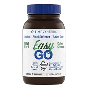 Dr. Schulze’s Easy GO Bowel Mover – Formulated Gentle Laxative, Colon Toner & Stool Softener | 100% Plant Natural Bowel Cleanse – Promotes Regular & Complete Bowel Movements – 50 Count Vegan