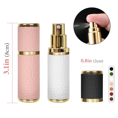 LUEXBOX 7 Pack Portable Perfume Bottle for Travel, Mini Refillable Perfume Dispenser, 5ml Faux Leather Leak Proof Perfume Atomizers Bottles Sprayer for Pocket Perfume2