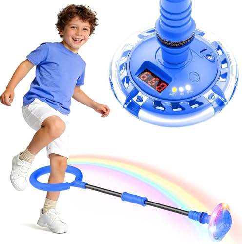HopeRock Skip Ball Toy for Girls Ages 6-10,Girl Birthday Gifts,3 Fun Modes,Flashing Light-Up Wheel,LED Digital Counter,Replaceable Battery,Girl Birthday Gifts for Age 6-10+ (Blue)