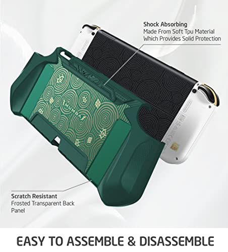 Mumba Dockable Case for Nintendo Switch OLED 2021, [Blade Series] TPU Grip Protective Cover Accessories Compatible with Nintendo Switch OLED 7 Inch and Joy-Con Controller (Viridian)