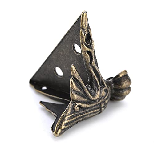 Boîte en bois antique pieds jambe triangle rotin sculpté de 40x30mm - 5