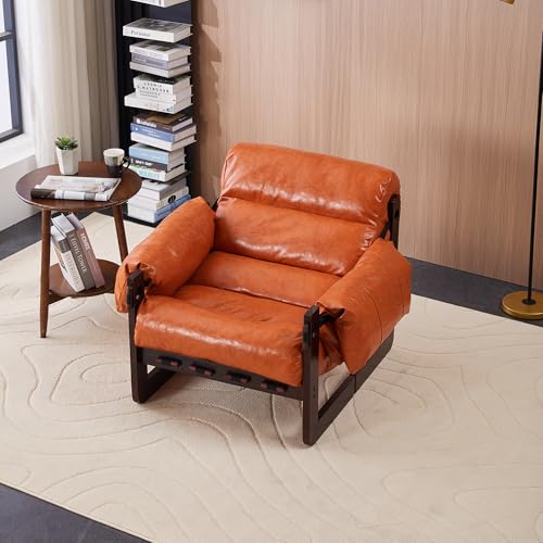 Sillón Plegable Cuero Retro Naranja miniatura 1