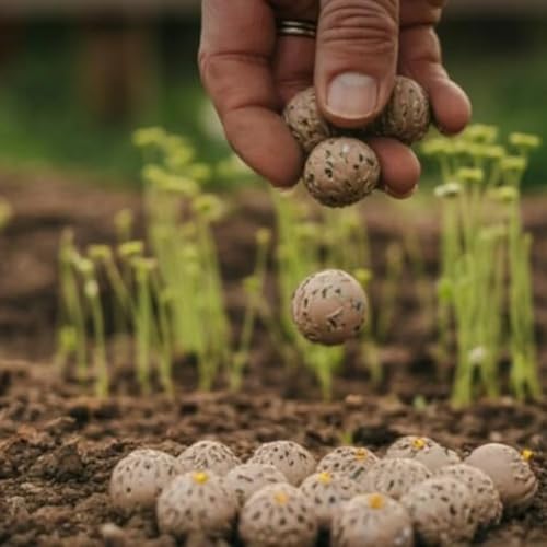 Image of Seed Balls for Garden Planting | Natural Clay Coated Easy Sow Seedling Starter | Eco‑Friendly Gardening & Reforestation Tool (Pack of 1)