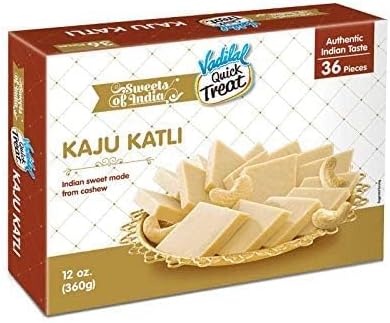 Vadilal Kaju Katli 360 Grams (36pcs) Authentic Indian Sweets Made With Cashew Nuts
