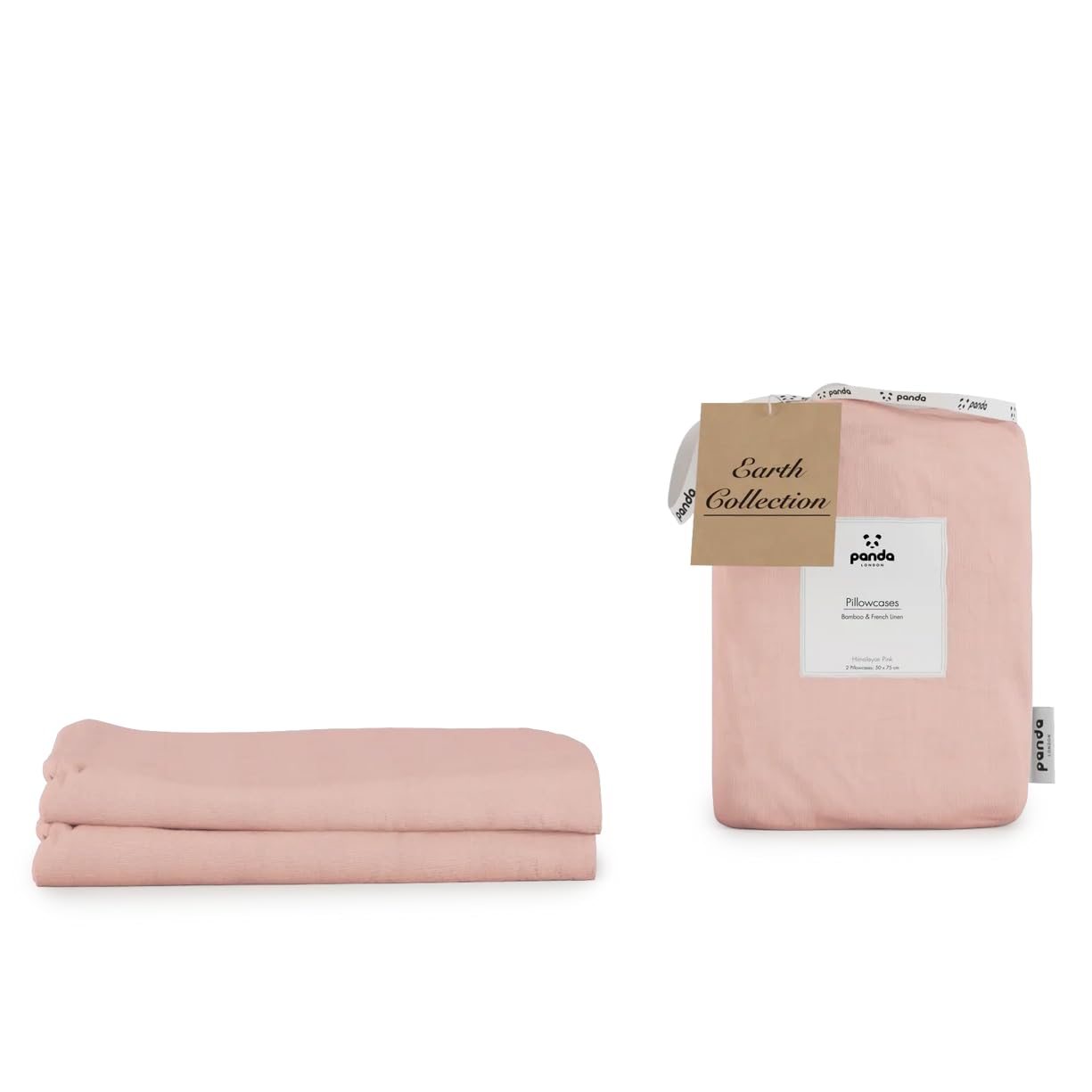 Panda Bamboo & French Linen 2 Pillowcases, Himalayan Pink, 75 x 50 cm — image 1