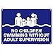 No Children Swimming Without Adult Supervision Sign, Indoor and Outdoor Rust-Free Metal, 10" X 14" - by My Sign Center, A82-696AL