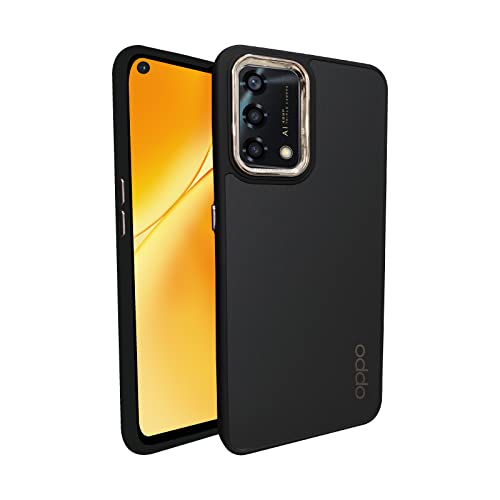 Image of A rtistque Frosted Translucent Back Cover Case for Oppo F19 / F19s | Electroplated Chrome Ring | Raised Camera Edges for Protection | Smooth Sides TPU - Black