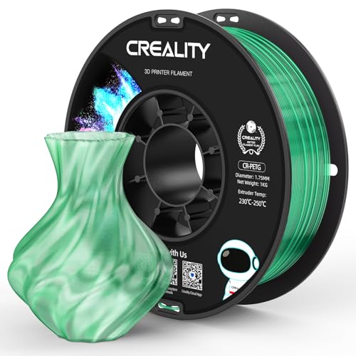 Official Creality PETG 3D Printer Filament 1.75mm 1KG (2.2lbs), High Precision Strong Toughness, Odorless Better Flow Moistureproof 3D Printing Ender Filament, Translucent Green