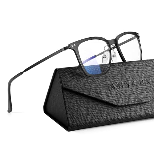 Image of ANYLUV Blue Light Glasses Men, Stylish Square Carbon Fiber Eyewear, Anti Eyestrain, Lightweight Mens Computer Gaming Glasses