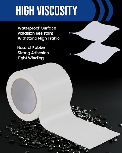 Image of Lichamp 3 Rolls Vinyl Tape, Premium Safety Marking and Traffic Floor Marking Tape, Bundling, Social Distancing, 4 Inch x 36 Yards per Roll, 108 Total Yards, White