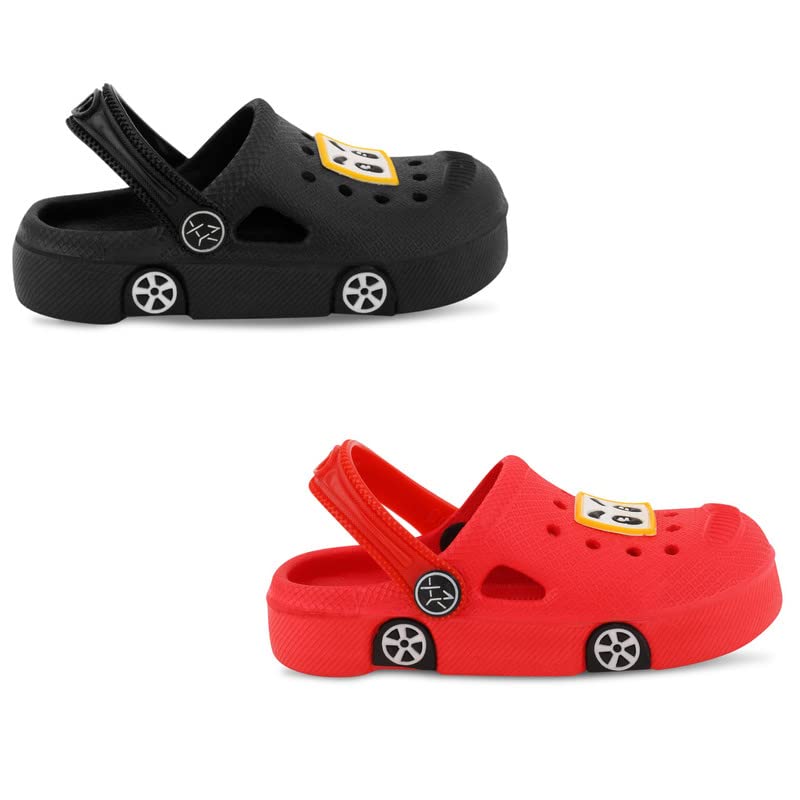 Image of SMARTOTS Pack of 2 Car Design Kids Clogs for Daily Use, Kids Eva Sandals for Boys and Girls with Adjustable Sling Back Strap