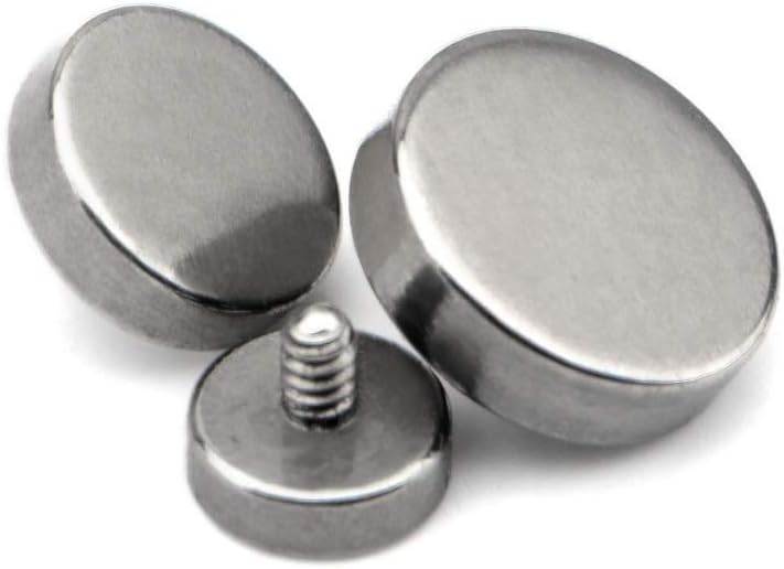 Set of 3 Flat Disc Titanium Internally Threaded Dermal Anchor Tops