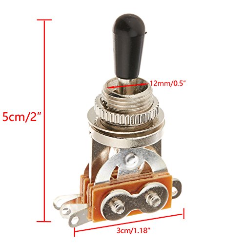 Timiy 3 Ways Short Straight Guitar Toggle Switch Pickup Toggle Switch Black Tip Knob Cap - Thumbnail 4