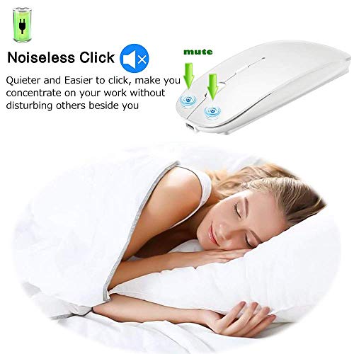 Image of KLO Rechargeable Bluetooth 5.2 /3.0 /Type-C /USB-2.4G Mouse for MacBook /MacBook air /Pro /iPad, Wireless Mouse for Laptop /Notebook /pc /iPad /Chromebook (White)