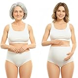 idolika - Pack 6 - Bragas Mujer Algodon - Bragas Mujer Algodon Talle Alto - Altas y elasticas - Clasicas - Ideal para Postparto y Personas Mayores (FR/ES, Letras, M, Regular, Regular)