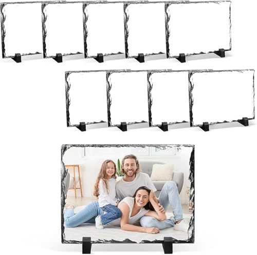10 Stück Sublimations-Schiefertafel Rohlinge Rechteckiger Schiefer-Fotorahmen für Thermotransfer Personalisierte Stein-Bilderrahmen mit Aufsteller für Desktop-Souvenirs & DIY-Geschenke (15 x 20 cm)