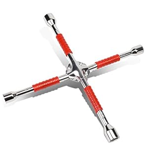 DNA Motoring TOOLS-00099 Durable 4-Way Lug Cross Rubberized Grip Wrench Automobile Car Tire Changing Repair Tool Kit