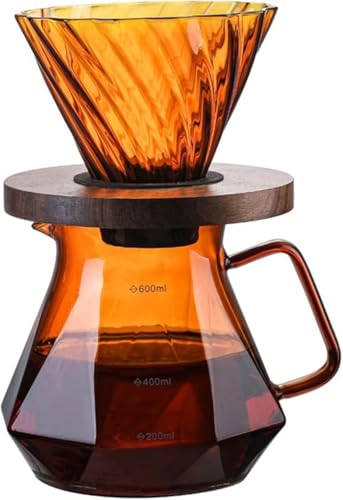 AOBOPO ファッションダイヤモンドデザイン耐熱ガラスハンドドリップセット コーヒー器具セット 職人ィルター付き 食洗器対応可 母の日の贈り物に最適 家庭用ブリュー用 耐熱性高い 透明感あふれる外観の香りを最大限引き出し 男女兼用 日常イム・ゲスト接待に