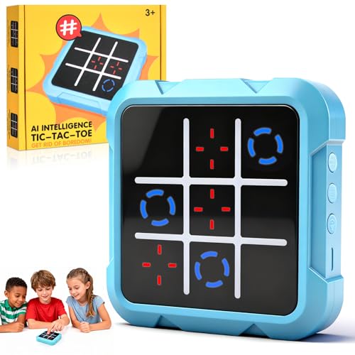 Vibbang Tic Tac Toe Elektronisch, 4-In-1 Elektronisches Tic Tac Toe Extreme Spiel, Zappelspielzeug-Brettspiele für Erwachsene Kinder, Handheld Spielkonsole Klassisches, Reise Weihnachts Geschenk