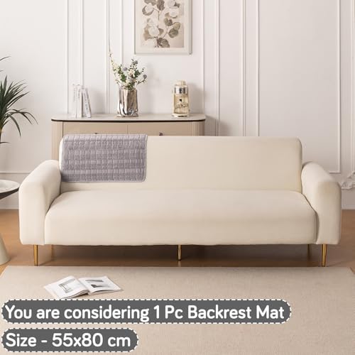 Image of HOKIPO 'Plush Haven' Premium Anti-Slip Backrest Mat | Soft Fluffy Plush Fabric, Light Grey - 1 PC (AR-6256-LGRY)