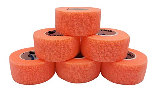 PintoMed - Venda Cohesiva - 6 x NARANJA - 6 rollos x 2,5 cm x 4,5 m estirado - Vendaje autoadhesiva elástica y flexible, Cinta adhesiva, Vet Wrap, Tape, Primeros auxílios y lesiones