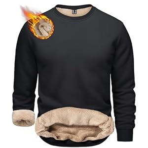 TACVASEN Men’s Crewneck Sweatshirt Warm Sherpa Lined Sweatshirts Heavyweight Long Sleeve Underwear Winter Fleece Pullover