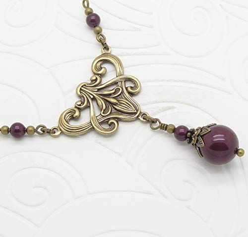 Victorian Purple Swarovski Simulated Pearl Necklace