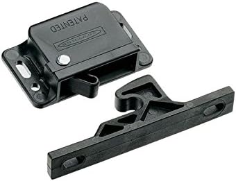 Southco C3-810 Series Passivated Plastic Grabber Catch Side Mount Concealed Push-To-Close Latch with Black Spring, 44N Pullup, Black (Pack of 4)