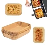 HOMESHOPA Air Fryer Paper Liners 14 x 22cm Rectangle, 25 Pack Disposable Non-Stick Parchment Paper, Compatible with Ninja, Tefal and More, Food Grade Baking Sheet, Easy Cleanup Baker's Choice