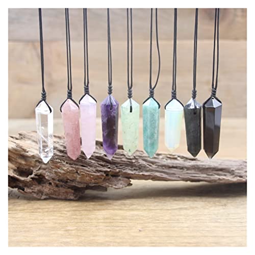 Reiki Chakra Cristal Pingentes Ponto Duplo Esconder Corda Colares, Cura Quartzo Ametistas Obsidiana