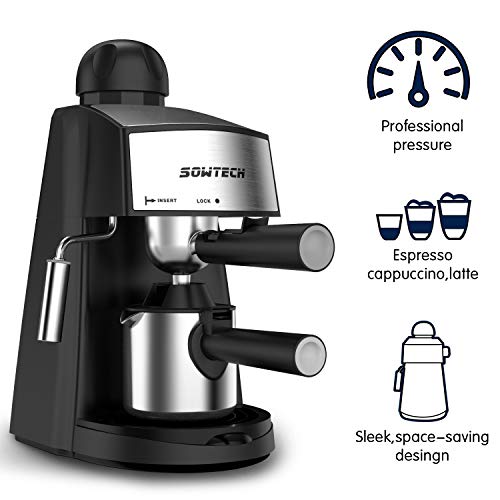 Espresso Machine 3.5 Bar 4 Cup Espresso Maker Cappuccino Machine with Steam Milk Frother - Thumbnail 3
