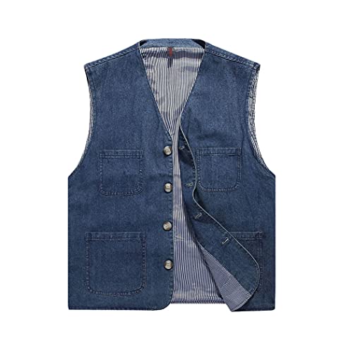 Veste en jean pour homme vêtement senior coton décontracté bleu XXL