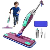 Xlife ToyFun Spray Mop Set for Kids Age 3-8 Real Water Sprayer & Washable Pads, Montessori Cleaning Toys for Girls Boys, Storage Hanger and Microfiber Mop