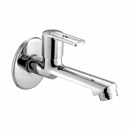 DMTOYA Image Brass Long Body Bib Cock Tap Wall Mounted Kitchen and Bathroom Faucet with Mirror Chrome Finish 10 Year Warranty