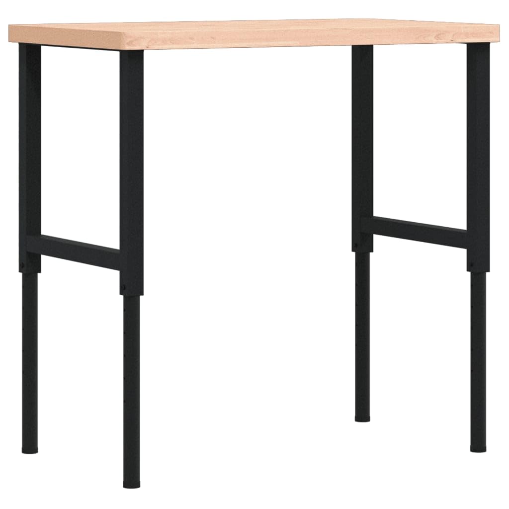 Banco da lavoro in legno massello di faggio rettangolare, 100 x 60 x (73-99,5 cm), stabile tavolo da lavoro con struttura in metallo verniciato a polvere, grande piano di lavoro per accessori per